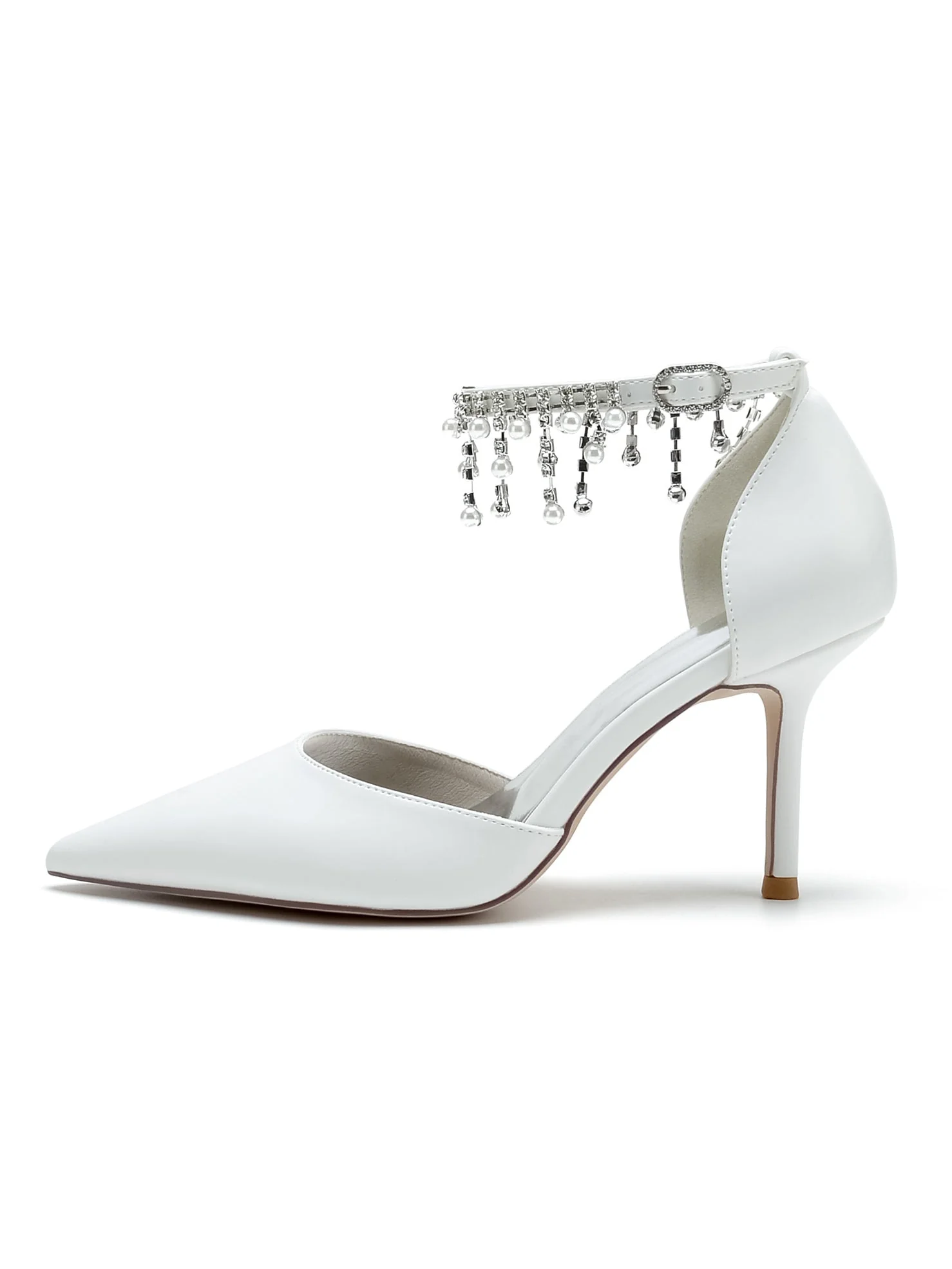 Women's Wedding Shoes Rhinestone High Heel Pointed Toe Bridesmaid Shoes - Image 2