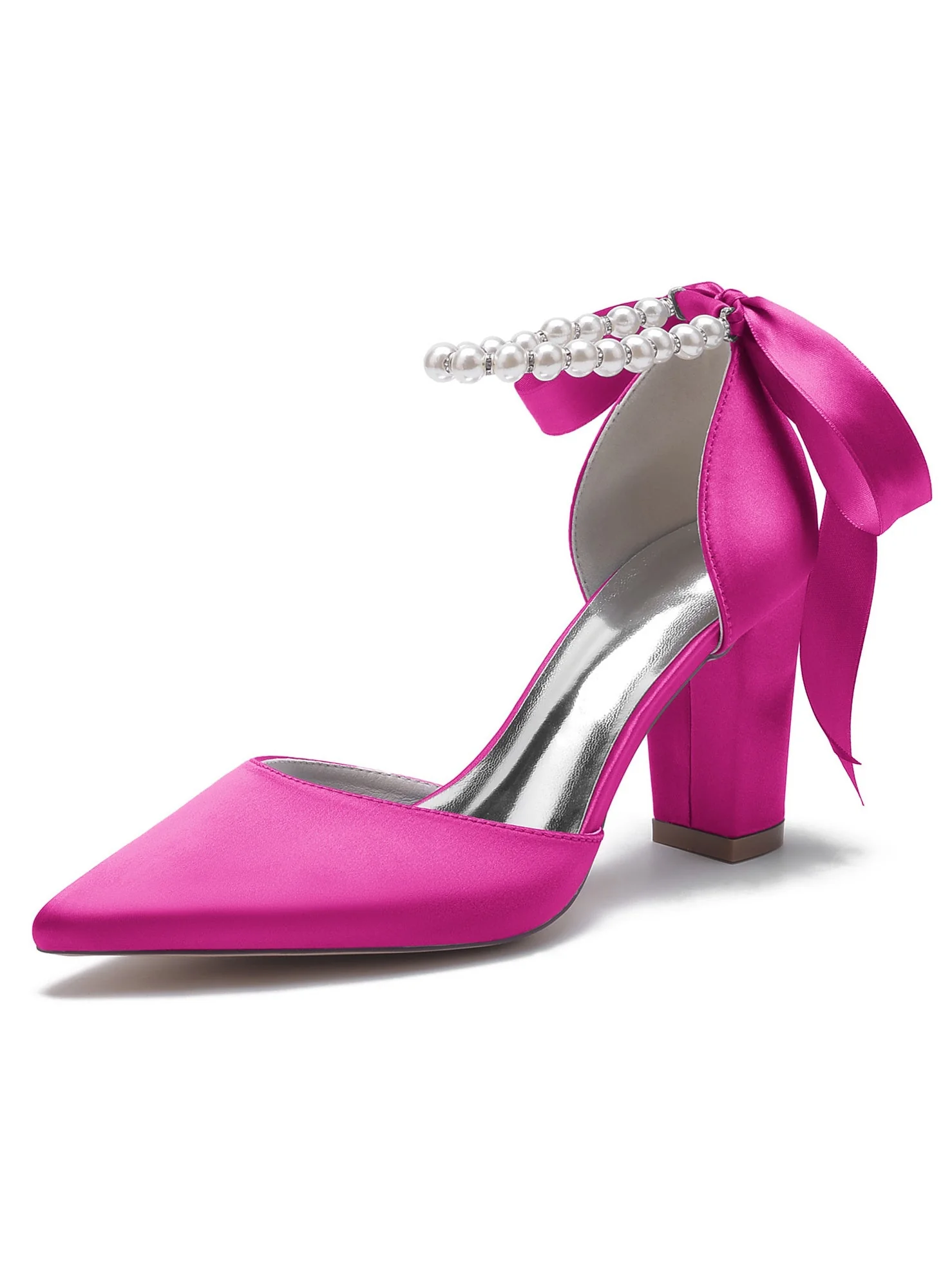 Women's Wedding Shoes Rhinestone High Heel Pointed Toe Bridesmaid Shoes - Image 18