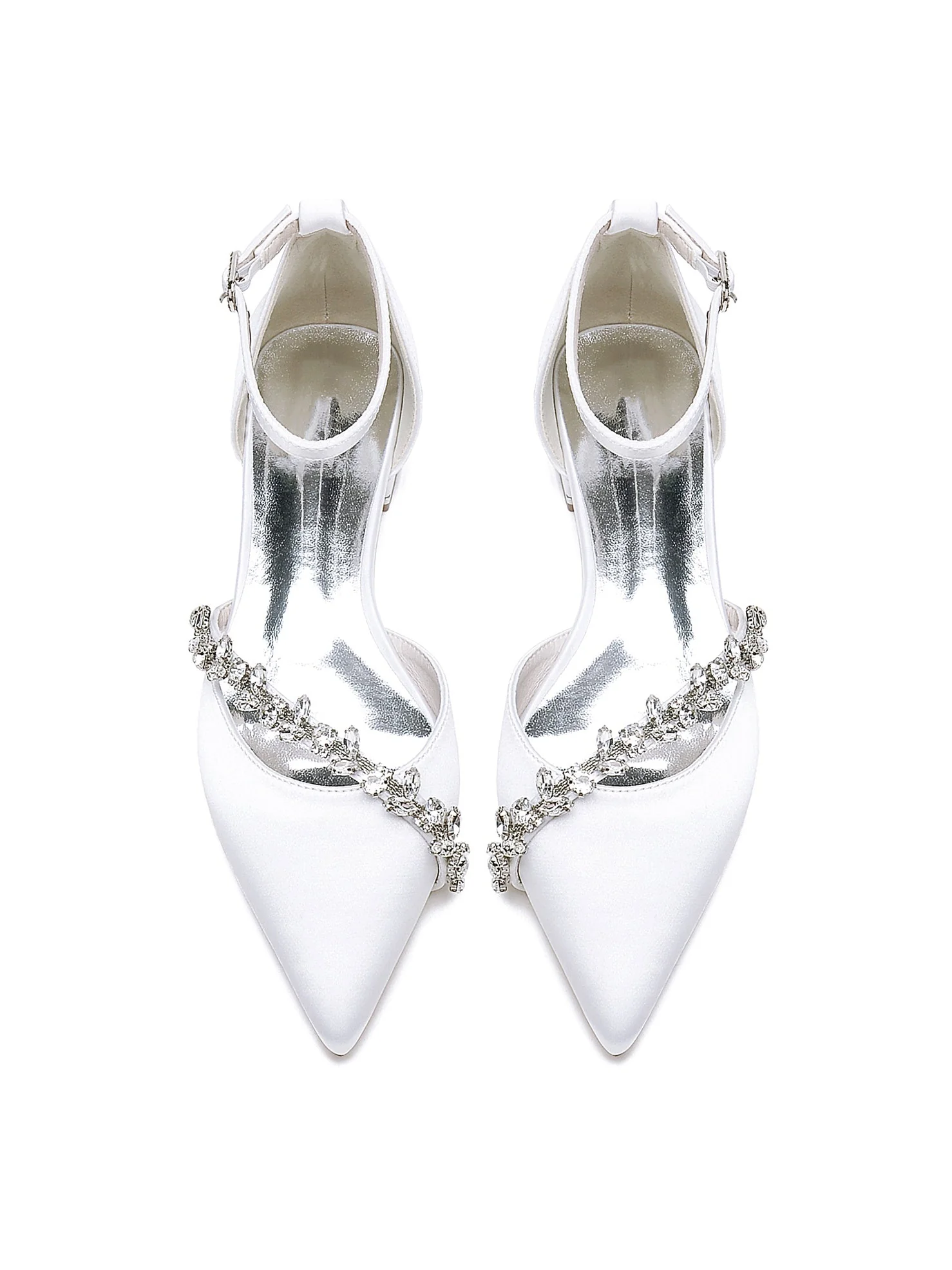 Women's Wedding Shoes Rhinestone Low Heel Pointed Toe Bridal Shoes - Image 14