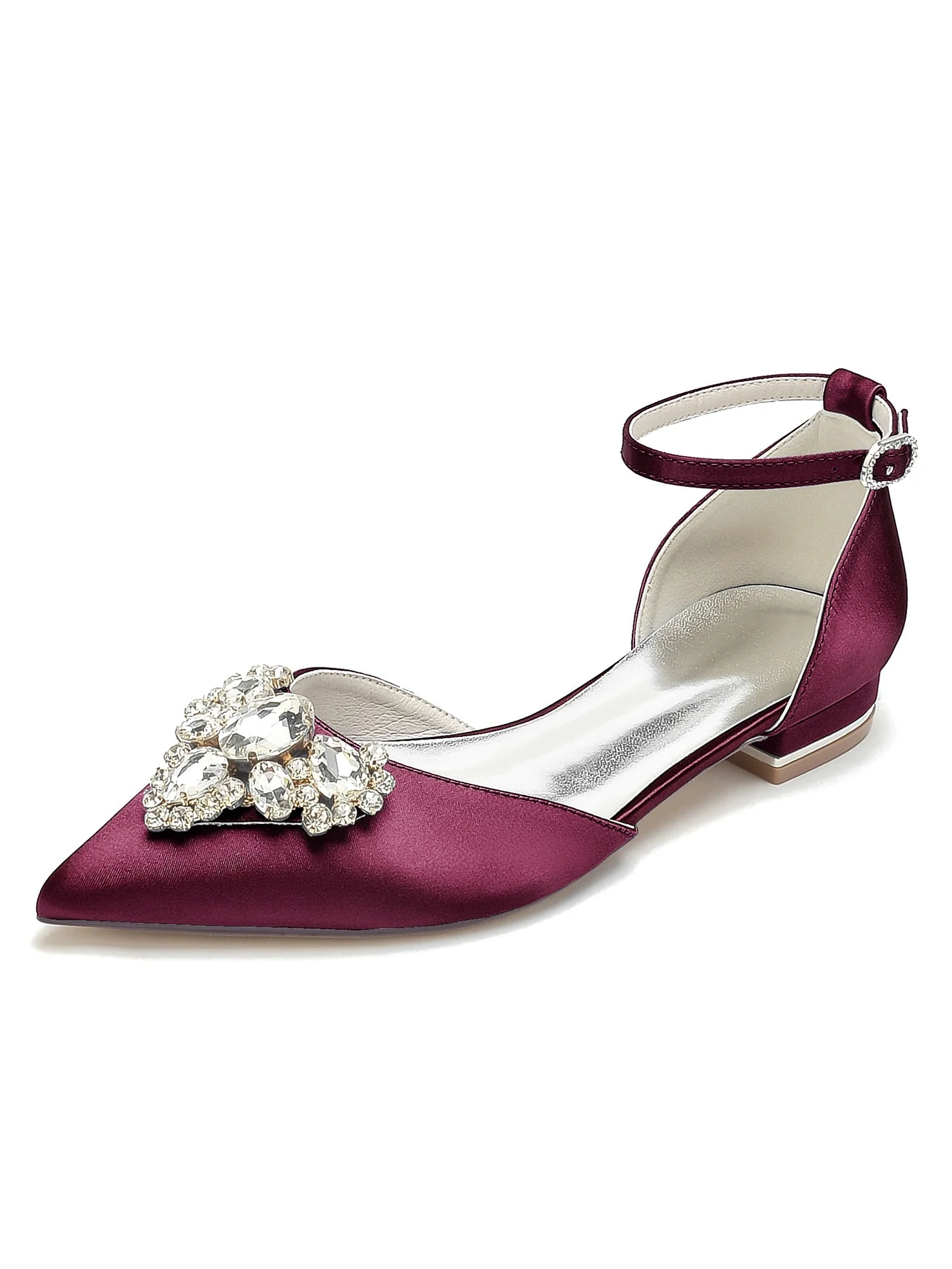 Women's Wedding Shoes Rhinestone Low Heel Pointed Toe Bridesmaid Shoes - Image 6