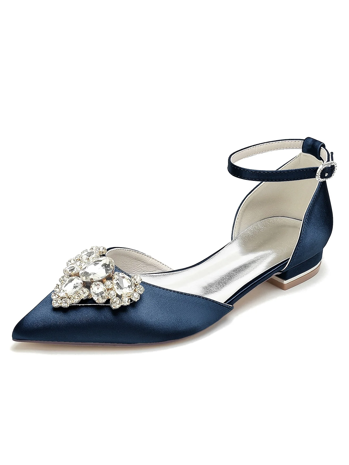 Women's Wedding Shoes Rhinestone Low Heel Pointed Toe Bridesmaid Shoes - Image 8