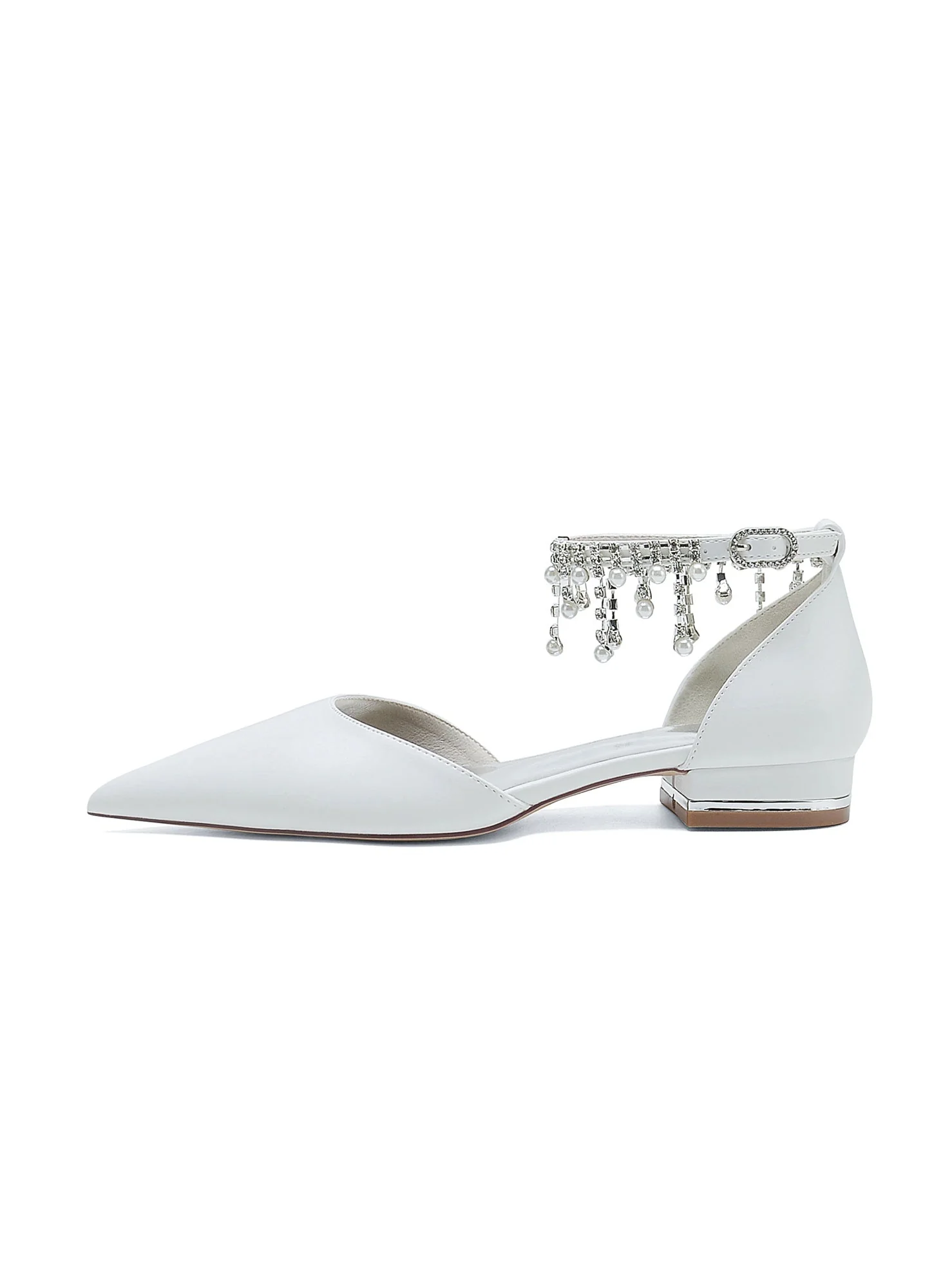 Women's Wedding Shoes Rhinestone Low Heel Pointed Toe Bridesmaid Shoes - Image 8