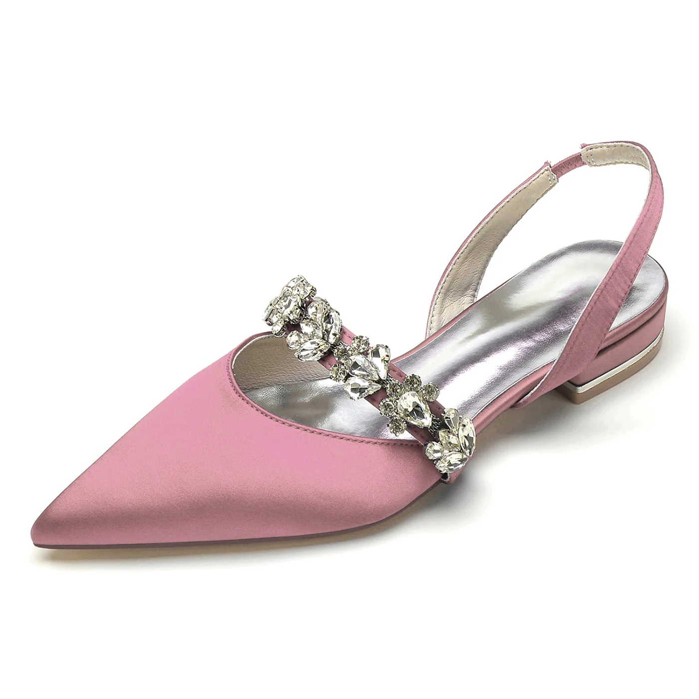 Women's Wedding Shoes Rhinestone Low Heel Pointed Toe Buckle Bridal Shoes - Image 10