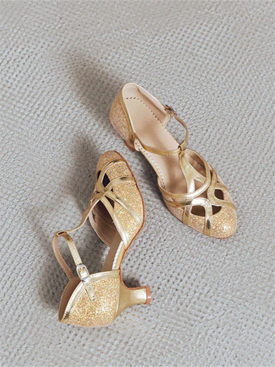 Women's Dancewear Shoes Rhinestone Low Heel Round Toe Bridal Shoes - Image 4