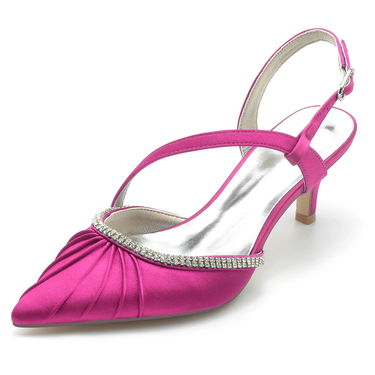 Women's Wedding Shoes Rhinestone Mid Heel Closed Toe Buckle Bridal Shoes - Image 8