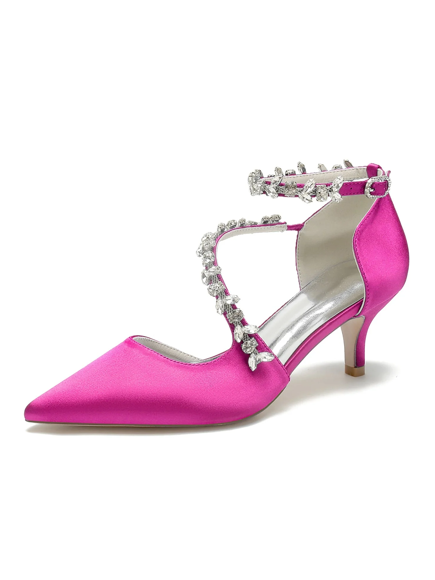 Women's Wedding Shoes Rhinestone Mid Heel Pointed Toe Bridal Shoes - Image 10