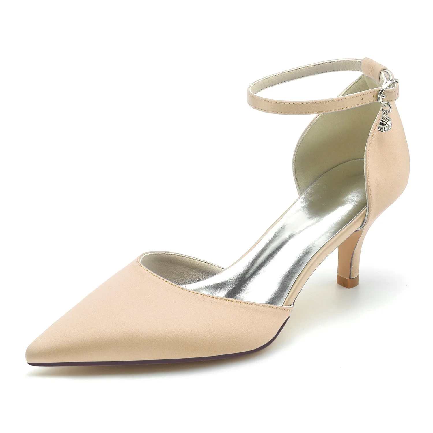 Women's Wedding Shoes Rhinestone Mid Heel Pointed Toe Buckle Bridal Shoes - Image 10