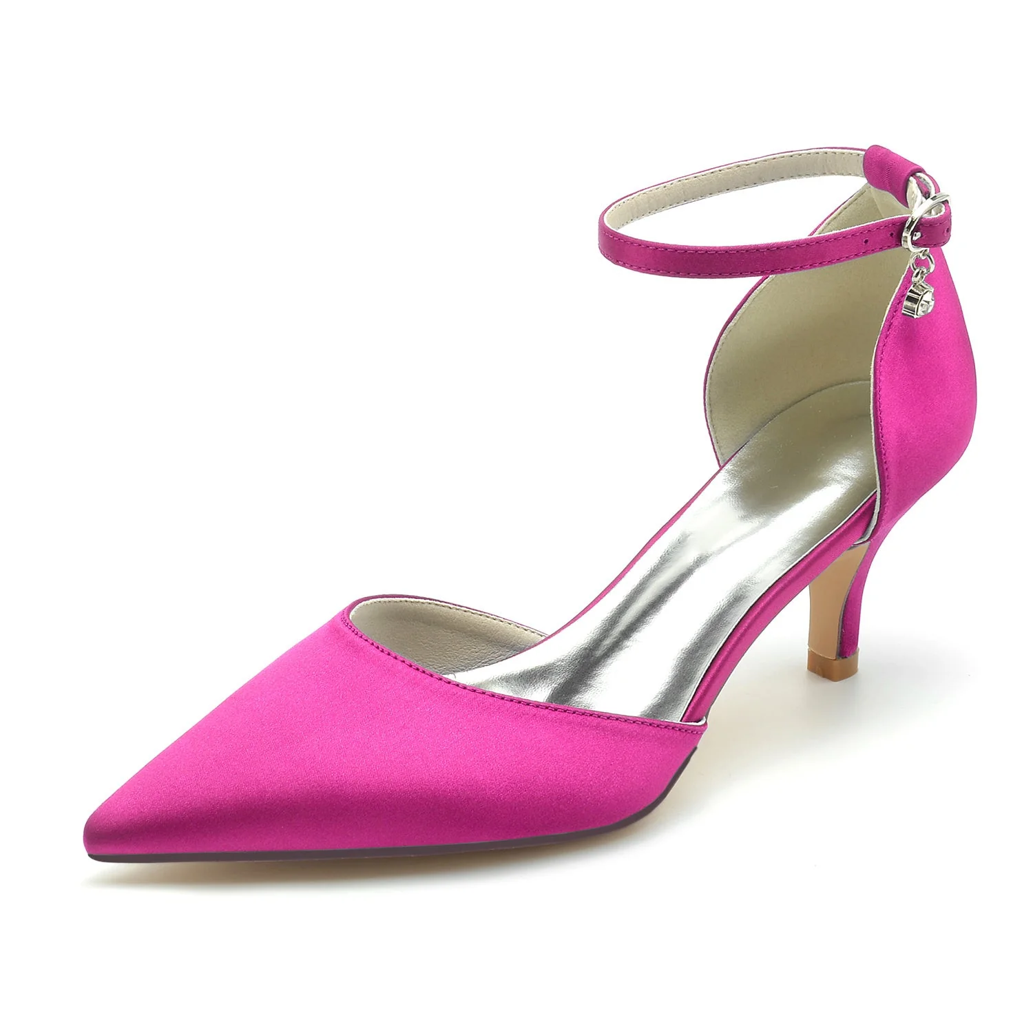 Women's Wedding Shoes Rhinestone Mid Heel Pointed Toe Buckle Bridal Shoes - Image 8