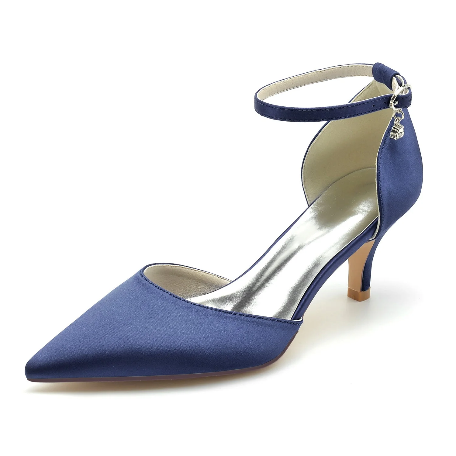 Women's Wedding Shoes Rhinestone Mid Heel Pointed Toe Buckle Bridal Shoes - Image 9