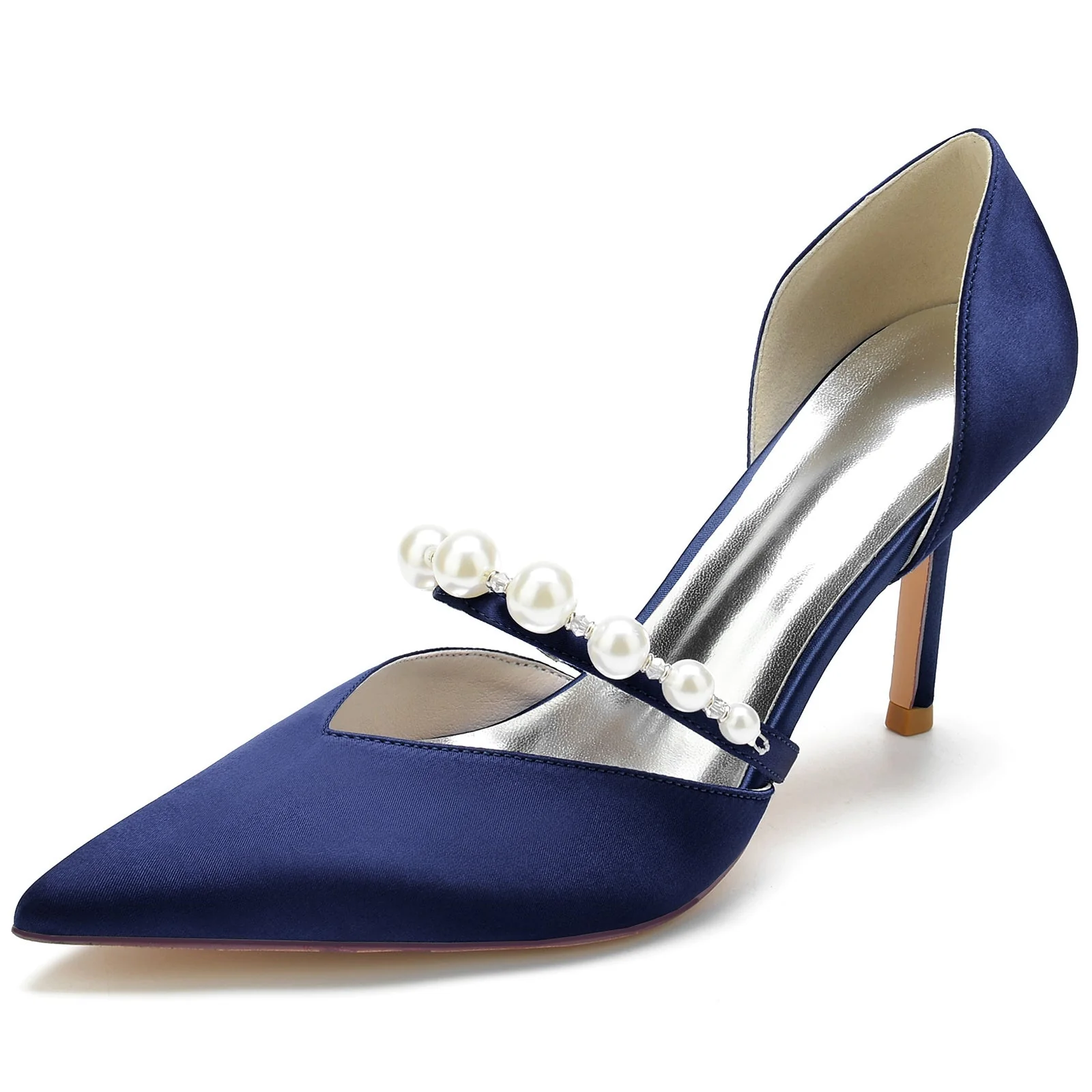 Women's Wedding Shoes Rhinestone Pearl Stiletto Pointed Toe Bridal Shoes - Image 11