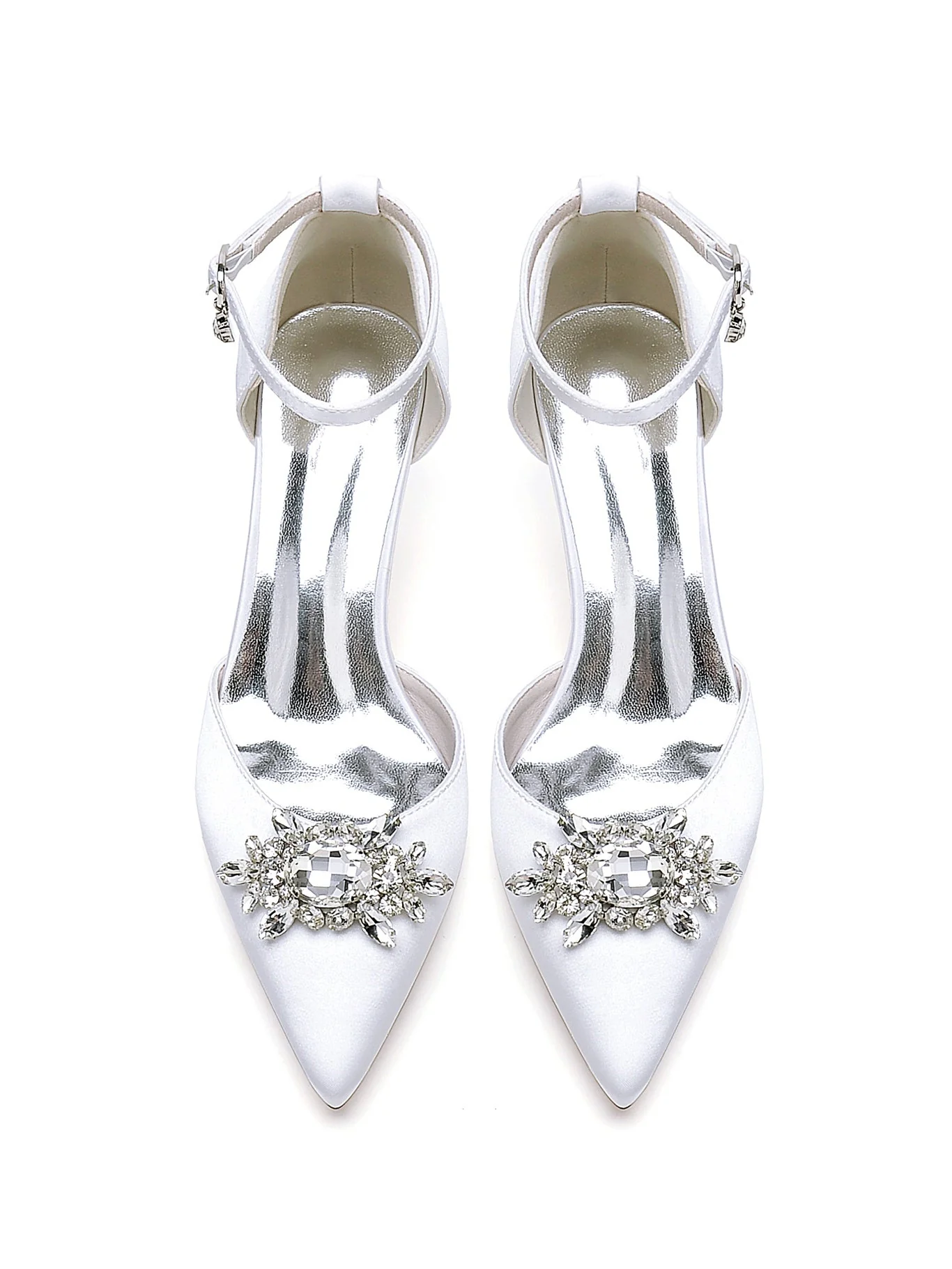 Women's Wedding Shoes Rhinestone Pointed Toe High Heel Bridal Shoes - Image 3