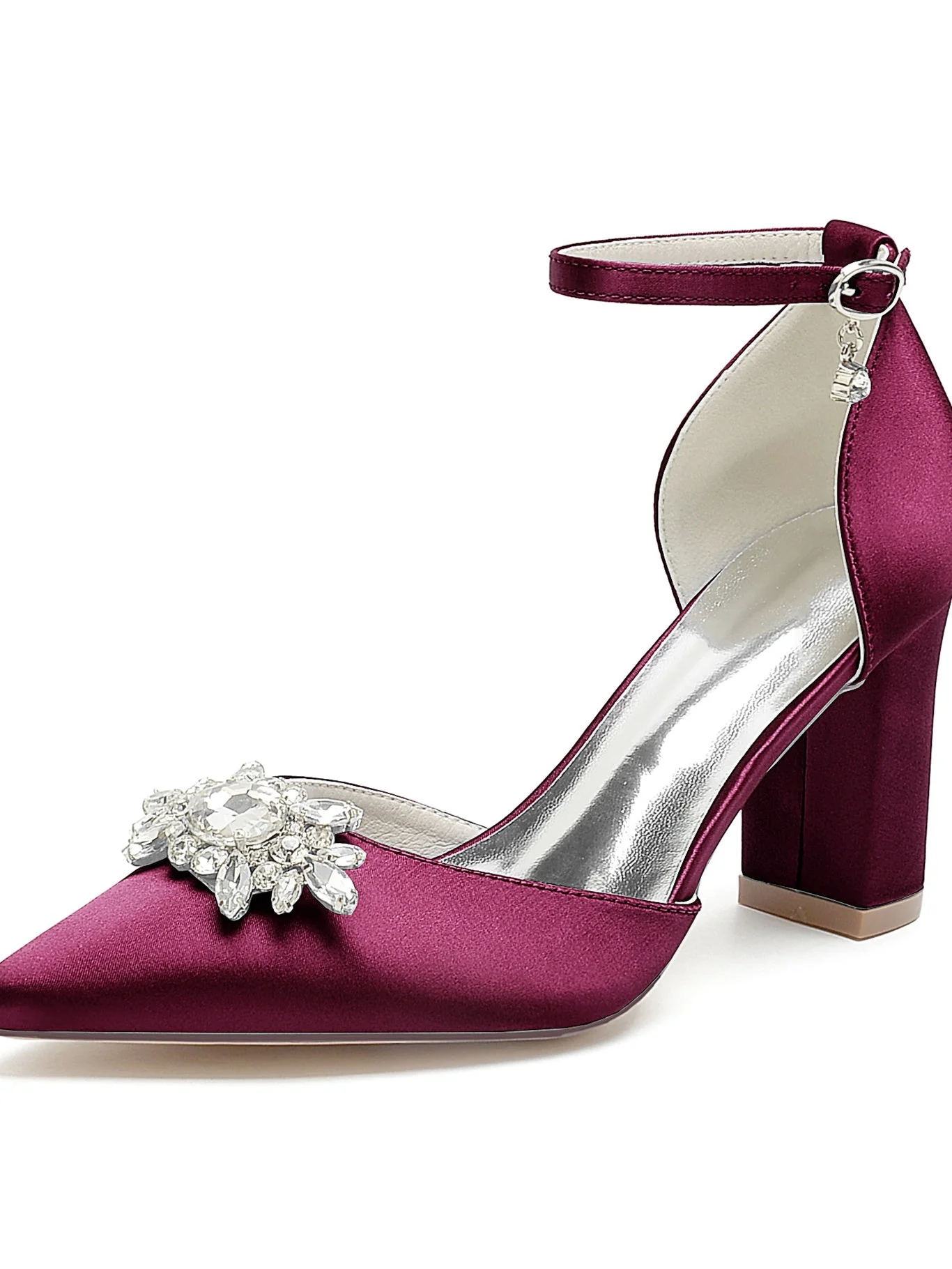 Women's Wedding Shoes Rhinestone Pointed Toe High Heel Bridal Shoes - Image 9