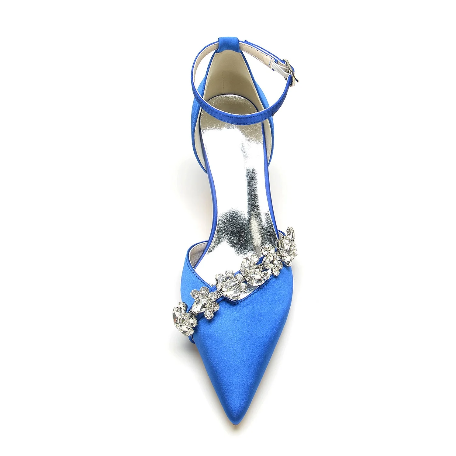 Women's Wedding Shoes Rhinestone Pointed Toe Mid Heel Buckle Bridal Shoes - Image 5