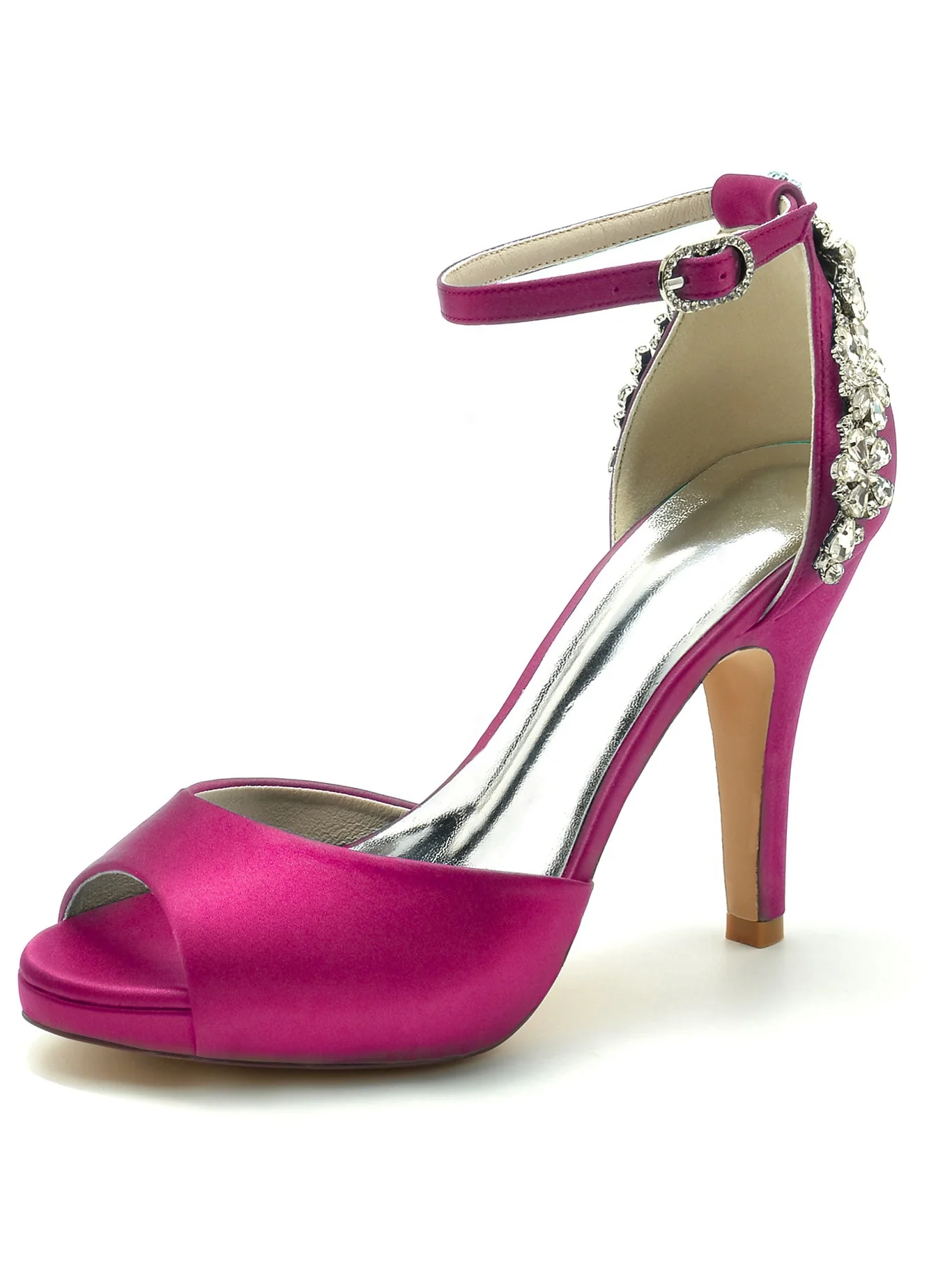 Women's Wedding Shoes Rhinestone Stiletto Heel Open Toe Bridal Shoes - Image 3