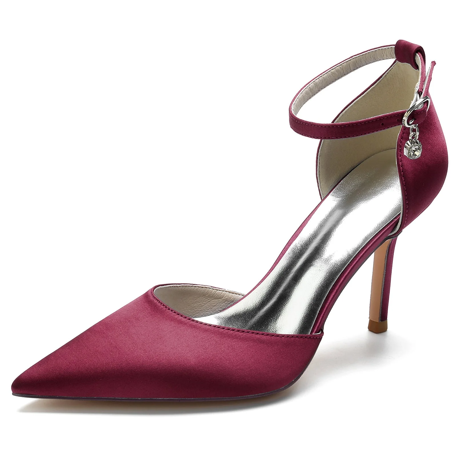Women's Wedding Shoes Rhinestone Stiletto Pointed Toe Buckle Bridal Shoes - Image 8