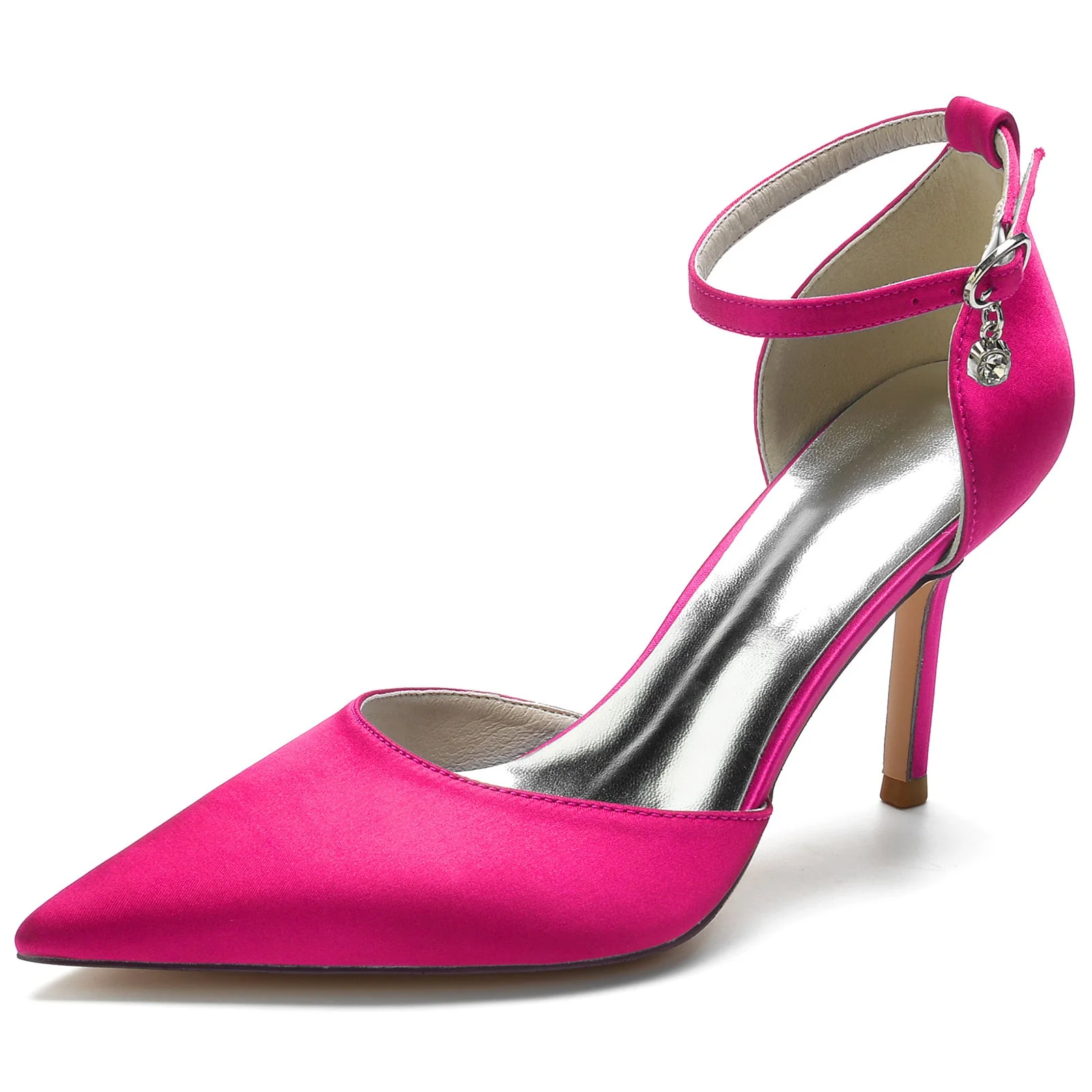 Women's Wedding Shoes Rhinestone Stiletto Pointed Toe Buckle Bridal Shoes - Image 9