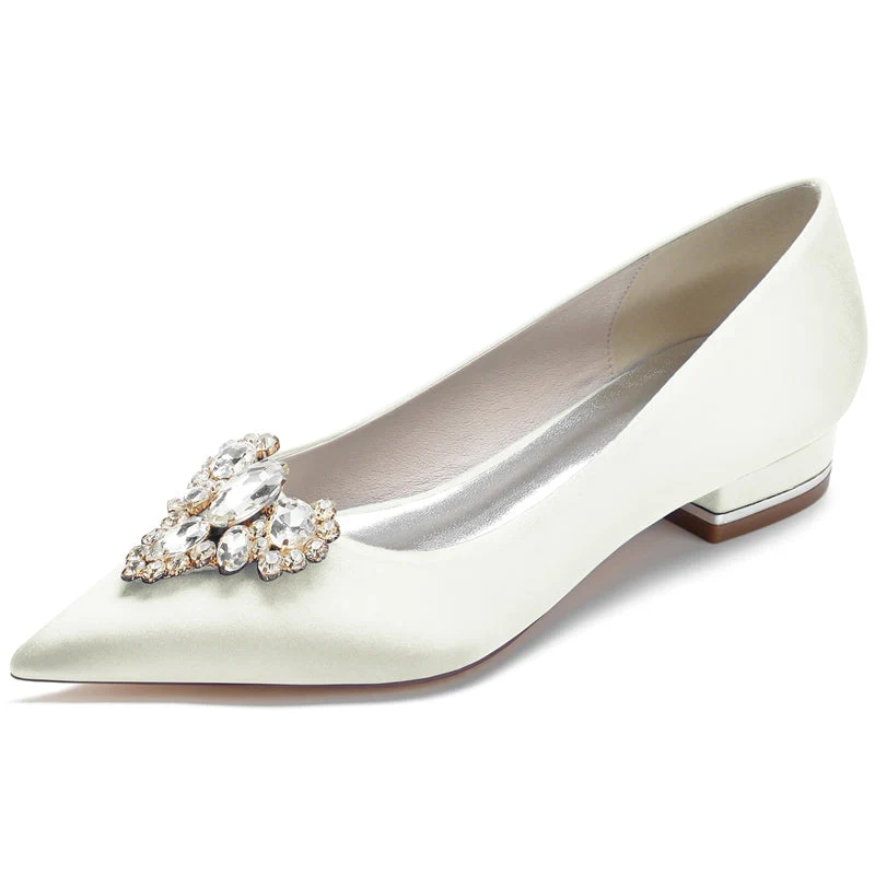 Women's Wedding Shoes Royal Blue Pointed Toe Low Heel Bridal Shoes with Rhinestone - Image 9