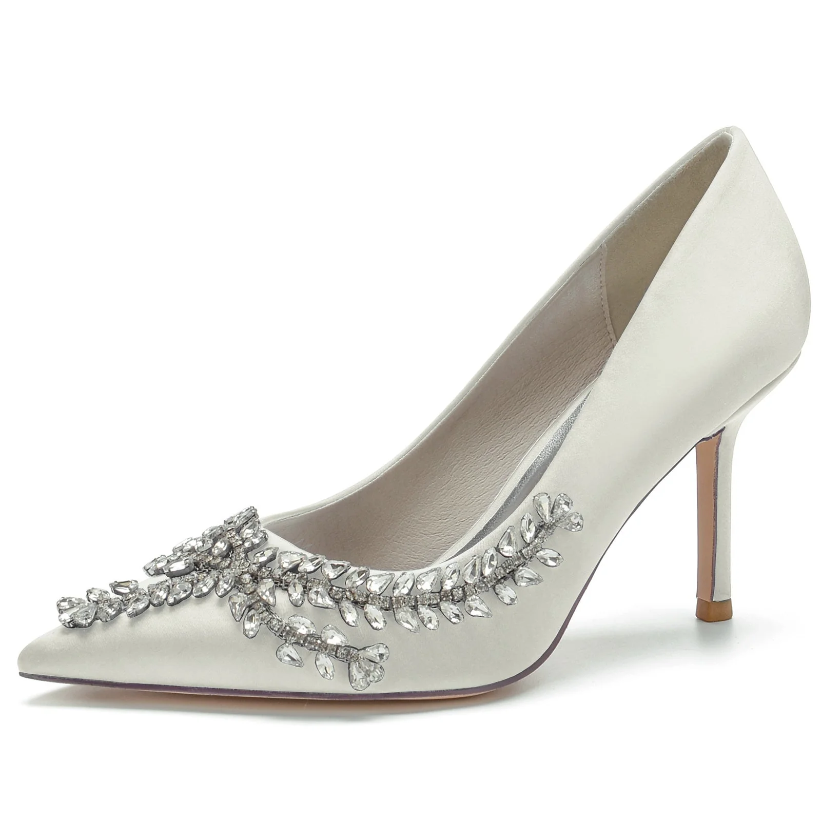 Women's Wedding Shoes Royal Blue Satin Crystal Stiletto Pointed Toe Bridal Shoes - Image 12