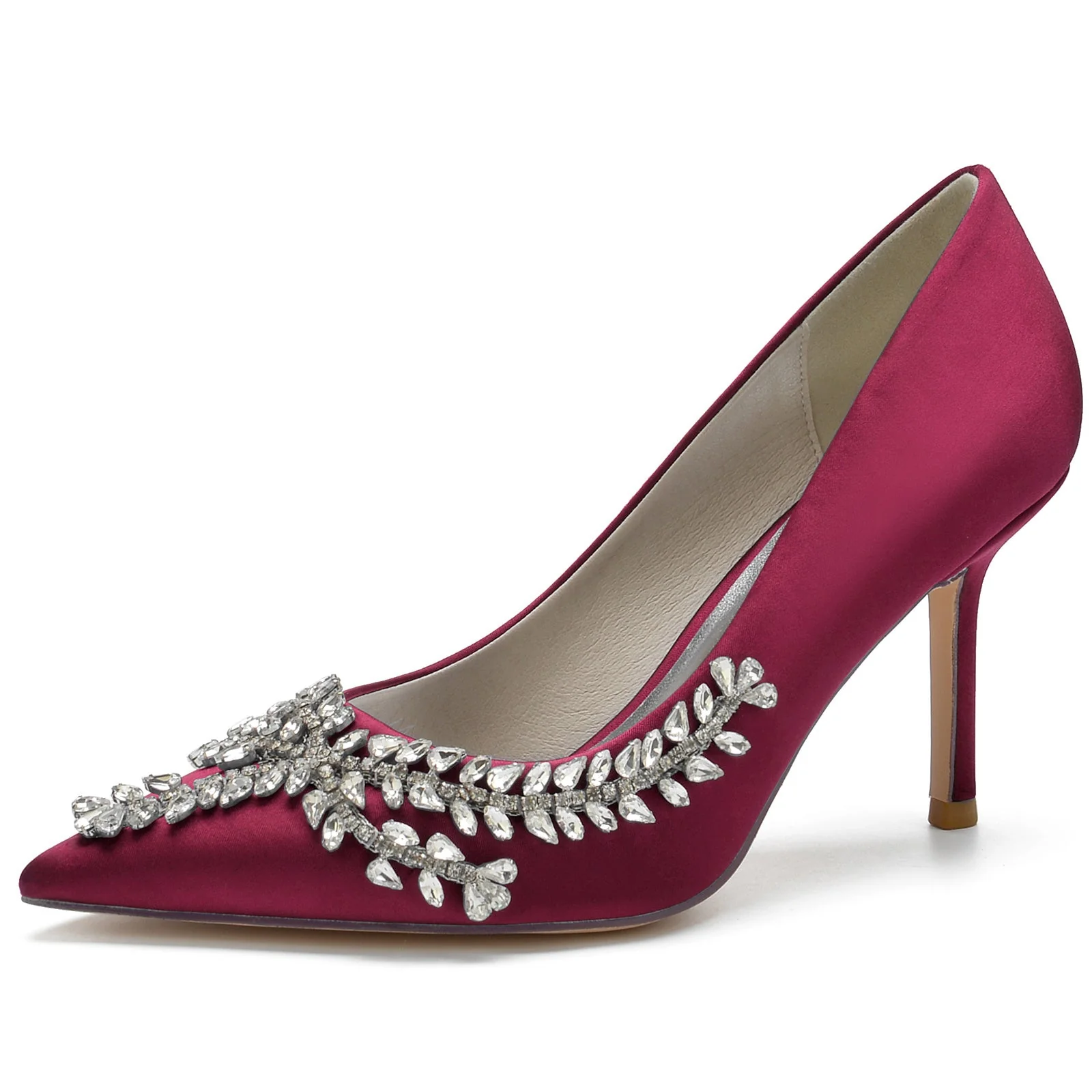 Women's Wedding Shoes Royal Blue Satin Crystal Stiletto Pointed Toe Bridal Shoes - Image 8