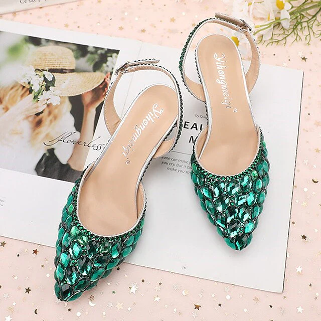 Women's Wedding Shoes Sandals Bling Bling Pointed Toe High Heel Wedding Heels Bridal Shoes - Image 10
