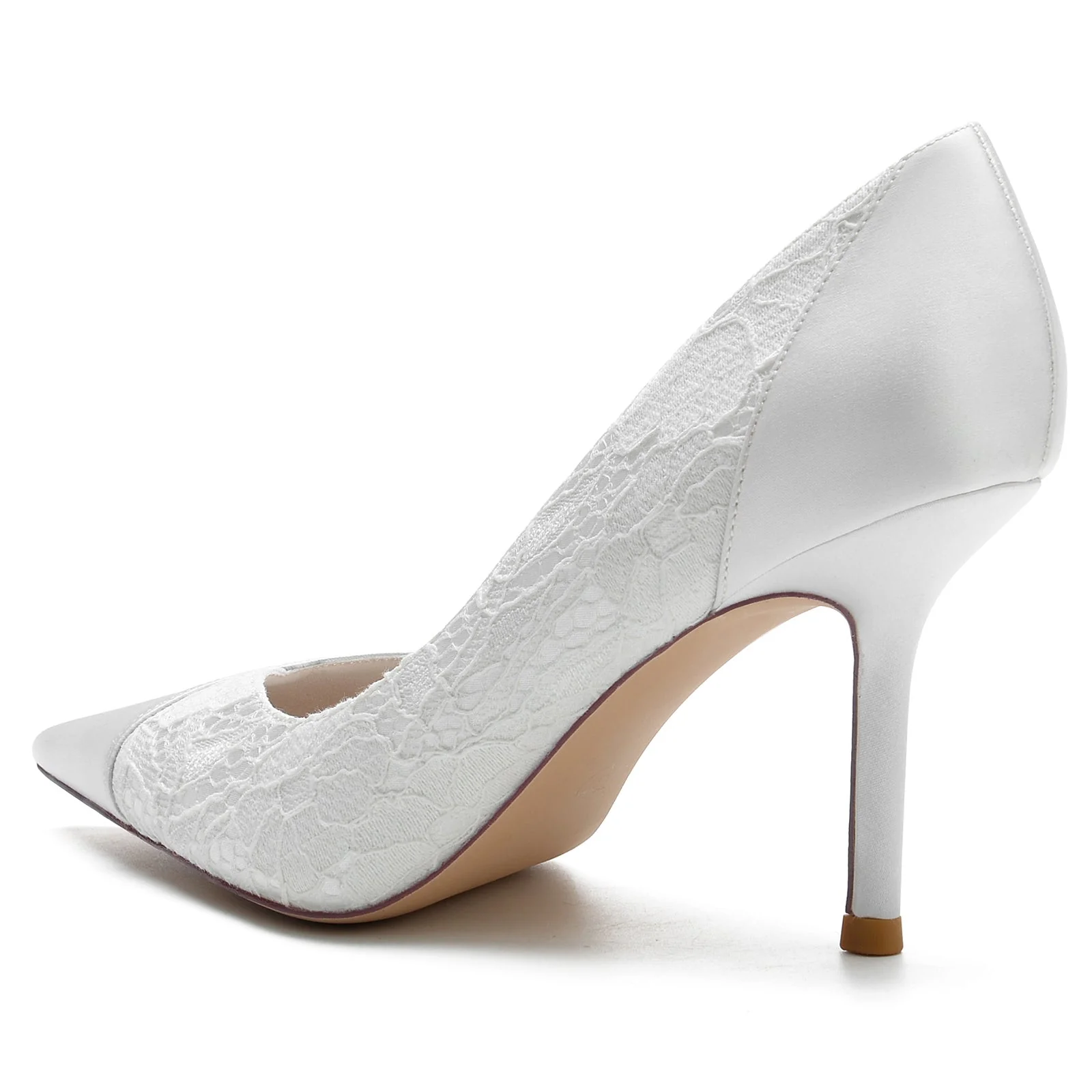 Women's Wedding Shoes Silk Satin Lace Stiletto Heel Pointed Toe Bridal Shoes - Image 4
