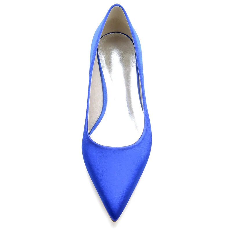 Women's Wedding Shoes Silk Satin Pointed Toe Square Heel Elegant Bridal Shoes - Image 4