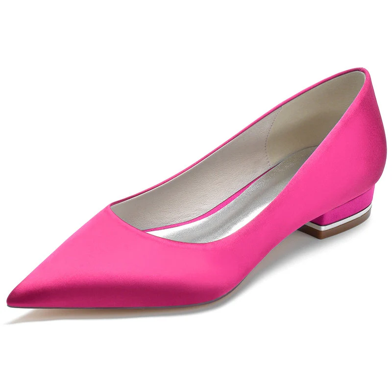 Women's Wedding Shoes Silk Satin Pointed Toe Square Heel Elegant Bridal Shoes - Image 7
