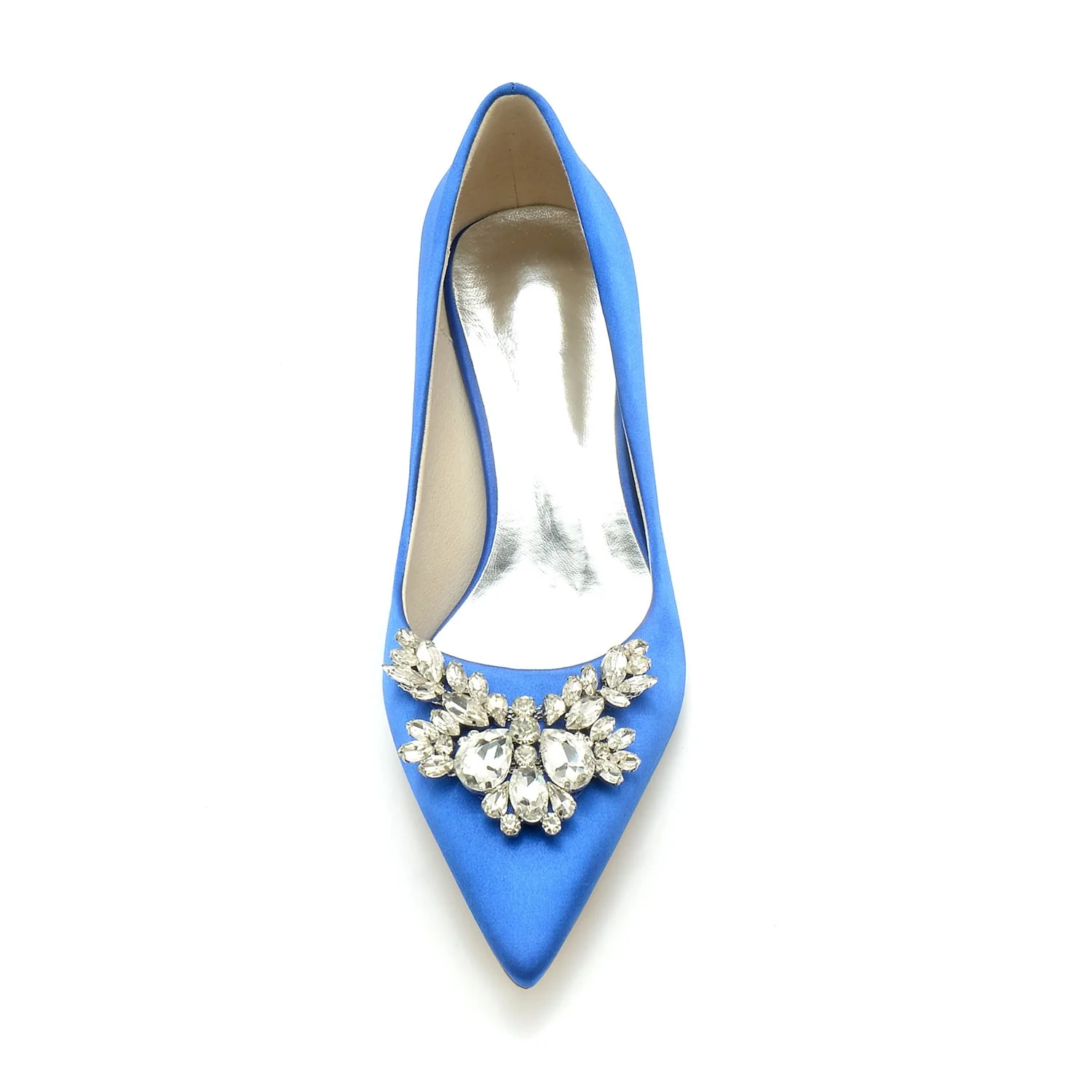 Women's Wedding Shoes Silk Satin Rhinestone Mid Pointed Toe Minimalism Bridal Shoes - Image 5