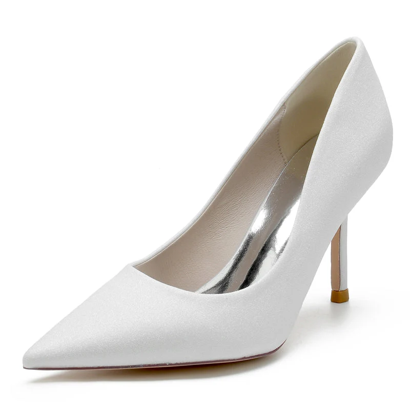 Women's Wedding Shoes Sparkling Stretch Glitter Simple Pointed Toe High Heel Bridal Shoes - Image 6
