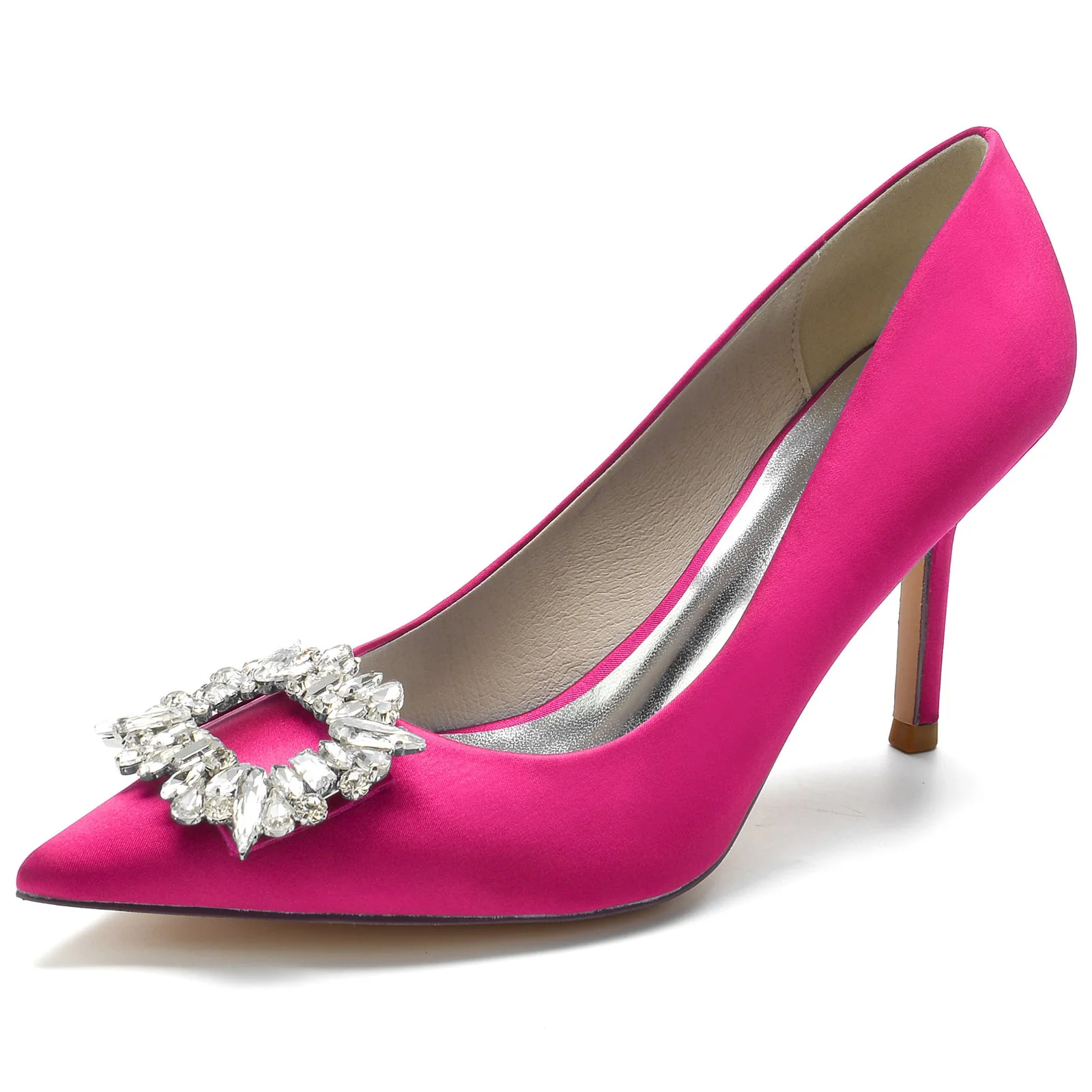 Women's Wedding Shoes Square Rhinestone Stiletto Pointed Toe Bridal Shoes - Image 10