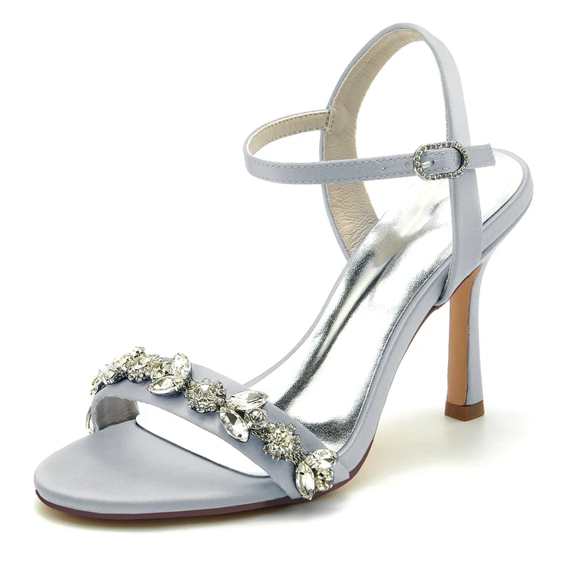 Women's Wedding Shoes Stiletto Heel Stylish Buckle Bridal Shoes with Rhinestone - Image 11