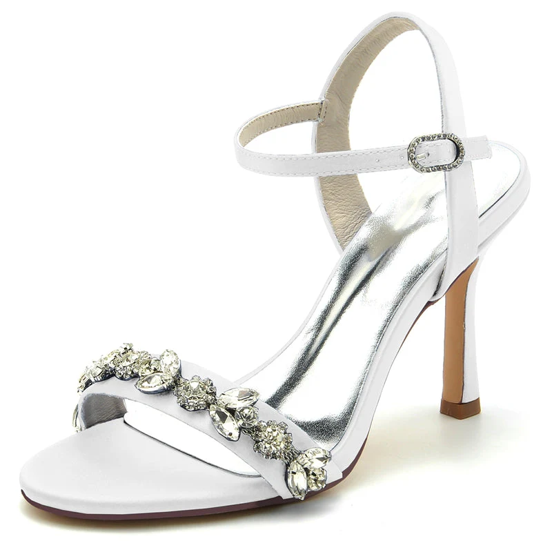 Women's Wedding Shoes Stiletto Heel Stylish Buckle Bridal Shoes with Rhinestone - Image 8