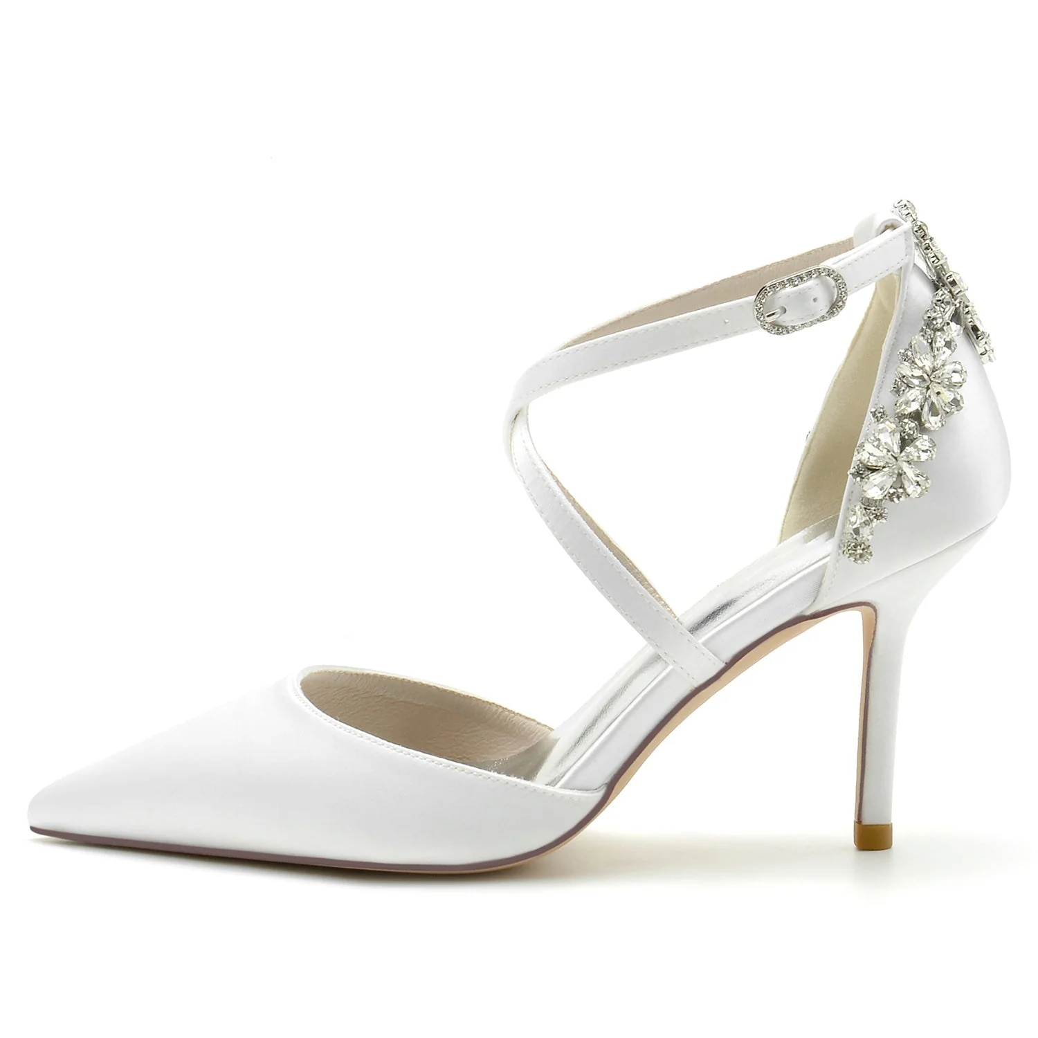 Women's Wedding Shoes Stiletto Pointed Toe Crystal Strappy Bridal Shoes - Image 2