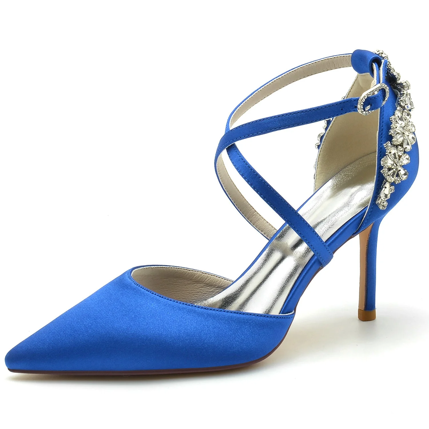 Women's Wedding Shoes Stiletto Pointed Toe Crystal Strappy Bridal Shoes - Image 5