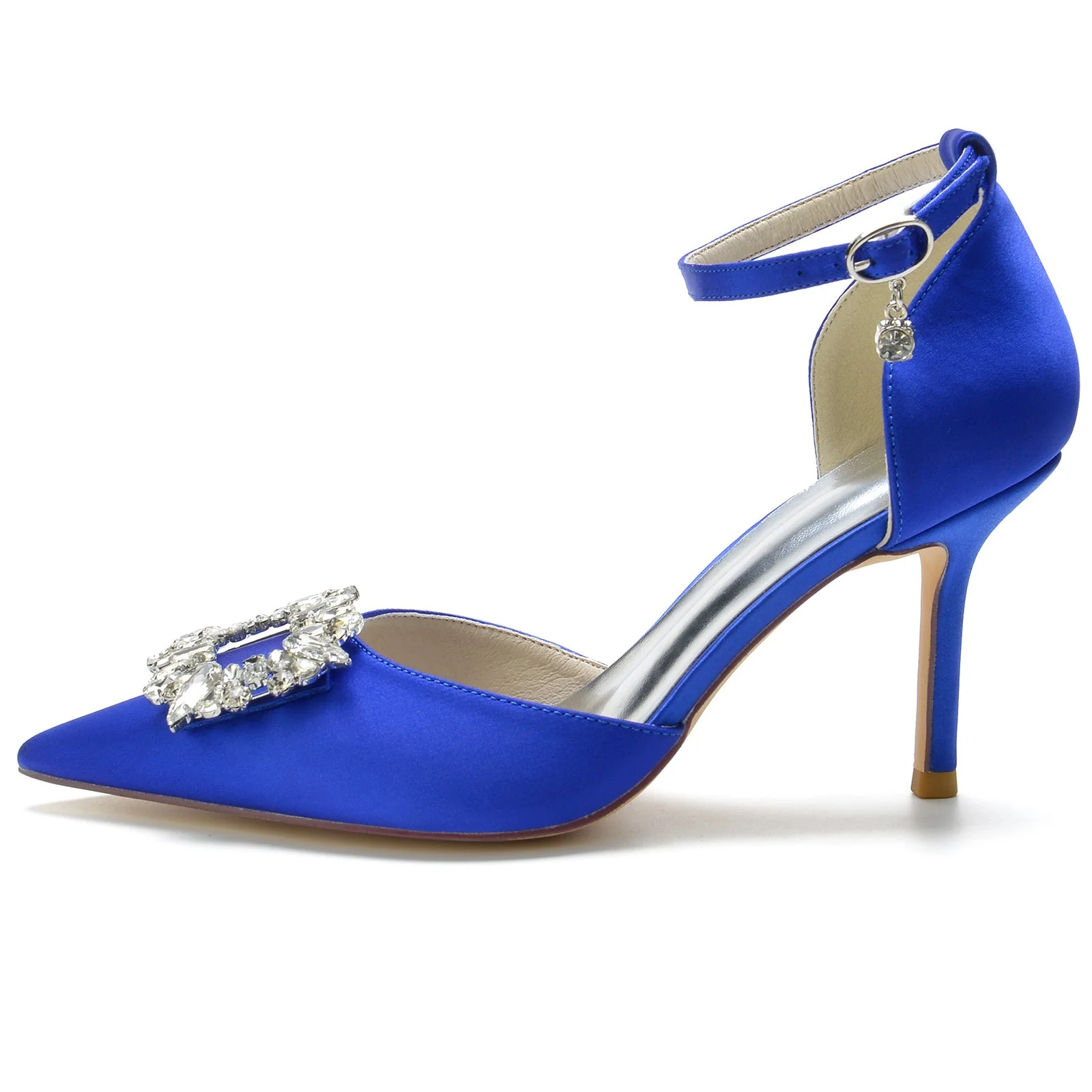 Women's Wedding Shoes Stiletto Pointed Toe Square Crystal Buckle Bridal Shoes - Image 3