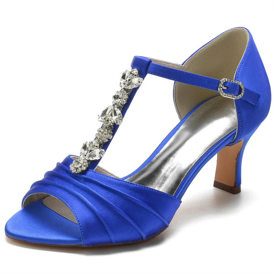 Women's Wedding Shoes Traditional Opened Toe Mid Heel Bridal Shoes with Crystals - Image 8