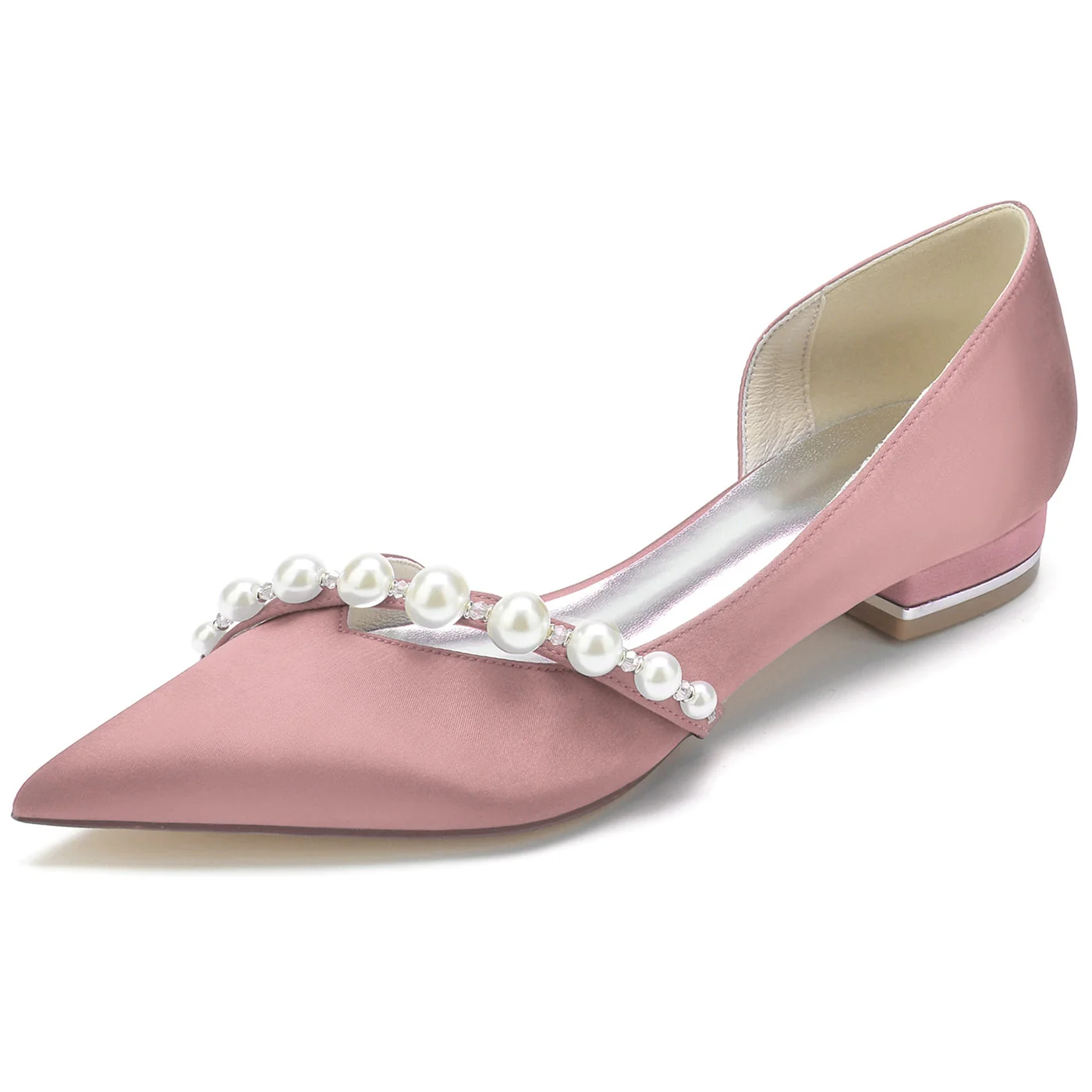Women's Wedding Shoes White Pearl Low Heel Pointed Toe Minimalism Bridal Shoes - Image 14