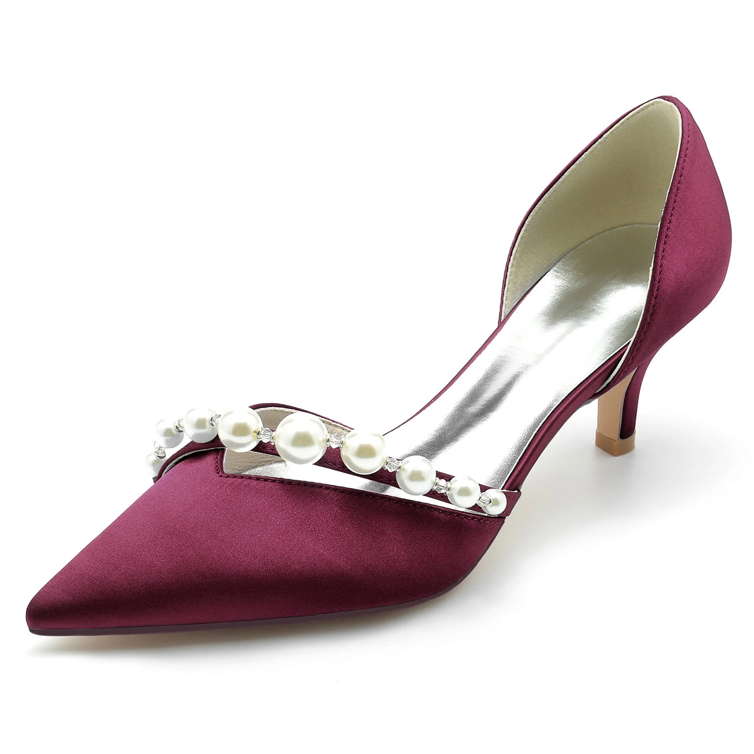 Women's Wedding Shoes White Pearl Mid Pointed Toe Minimalism Bridal Shoes - Image 10