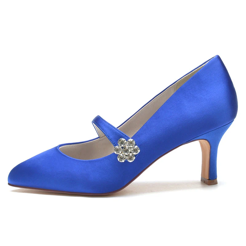 Women's Wedding Shoes White Round Toe Mid Heel Simple Bridal Shoes - Image 3