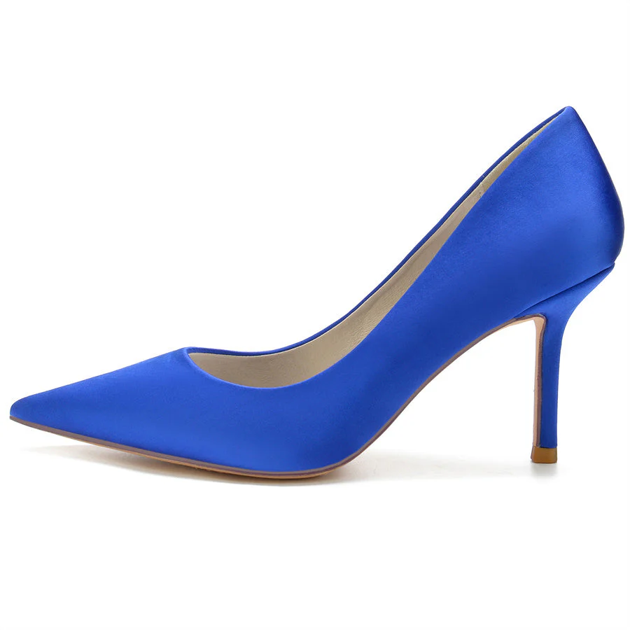 Women's Wedding Silk Satin Stiletto Heel Pointed Toe Minimalist Bridal Shoes - Image 13