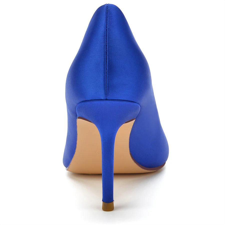 Women's Wedding Silk Satin Stiletto Heel Pointed Toe Minimalist Bridal Shoes - Image 3
