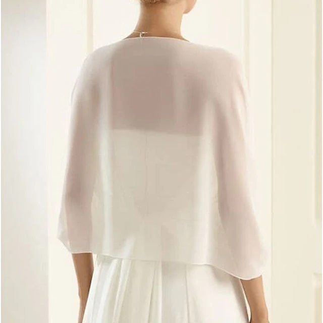 Women's Wrap See Through Elegant Bridal Half Sleeve Wedding Wraps With Pure Color - Image 2