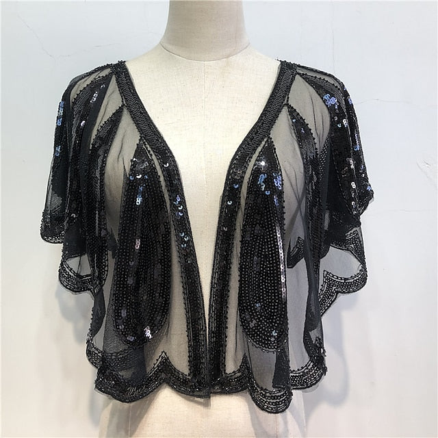 Women's Wrap Shawls Vintage Sleeveless Sequins Wraps With Paillette For Party - Image 2
