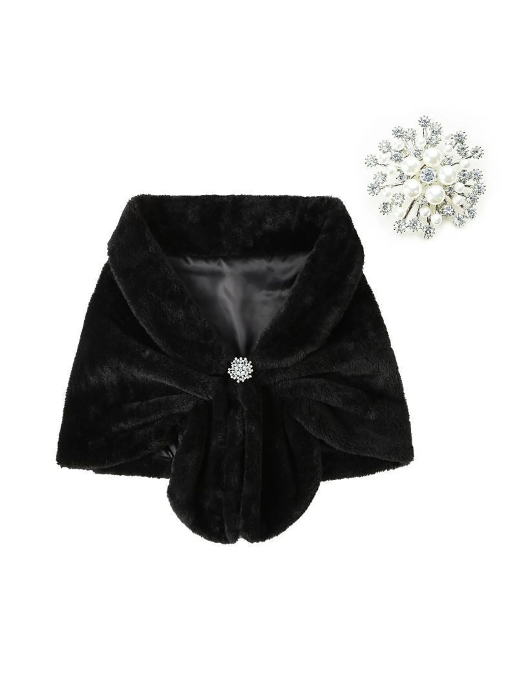 Women's Wrap Warm White Faux Fur Elegant Shawl - Image 9